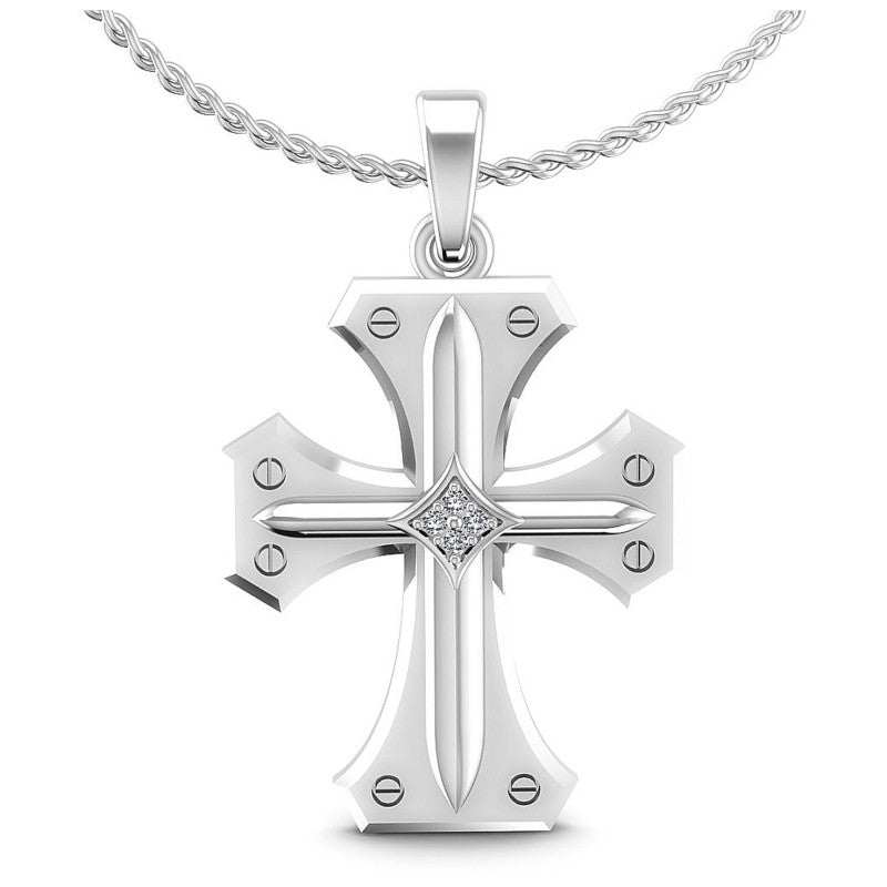 Round Diamonds 0.05CT Religious Pendant in 14KT White Gold