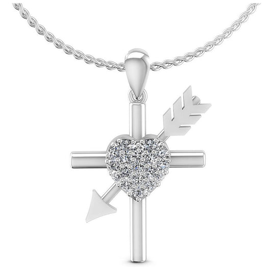 Round Diamonds 0.35CT Religious Pendant in 14KT White Gold