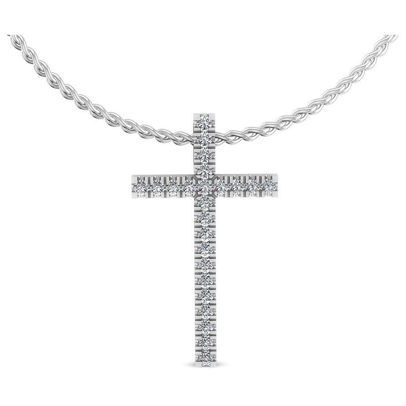 Round Diamonds 0.20CT Religious Pendant in 14KT White Gold