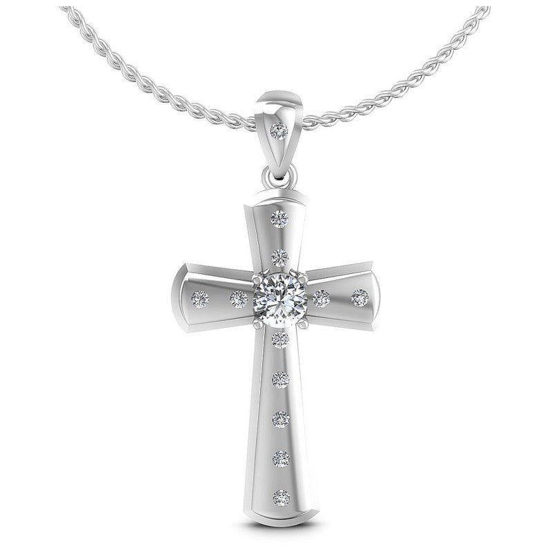 Round Diamonds 0.35CT Religious Pendant in 14KT White Gold