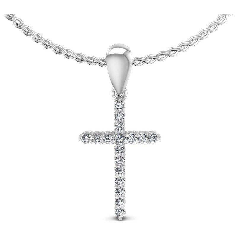 Round Diamonds 0.15CT Religious Pendant in 14KT White Gold