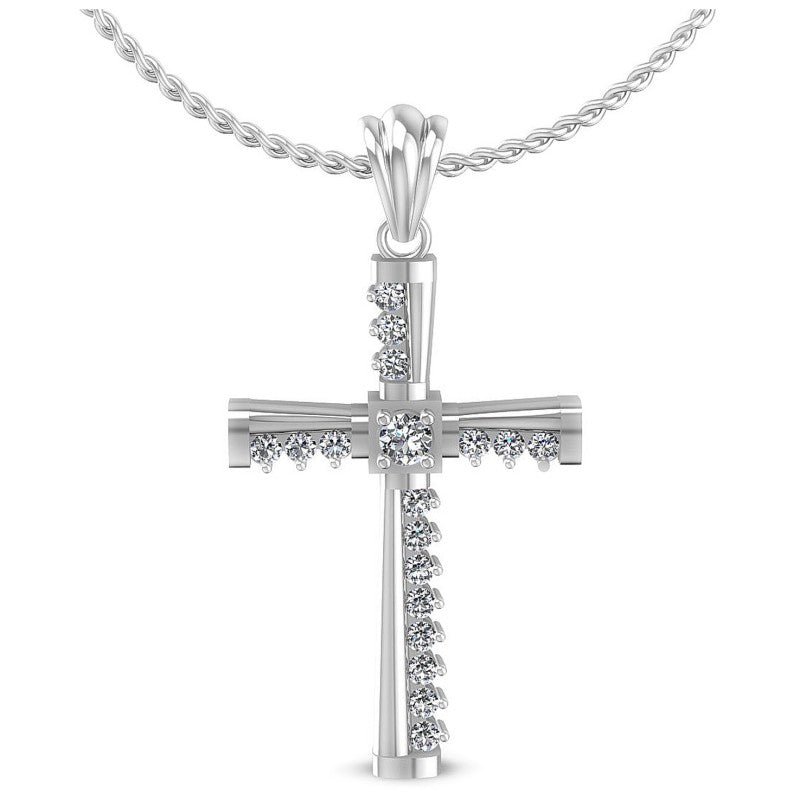 Round Diamonds 0.35CT Religious Pendant in 14KT White Gold