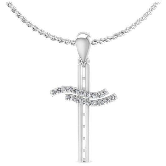 Round Diamonds 0.10CT Religious Pendant in 14KT White Gold