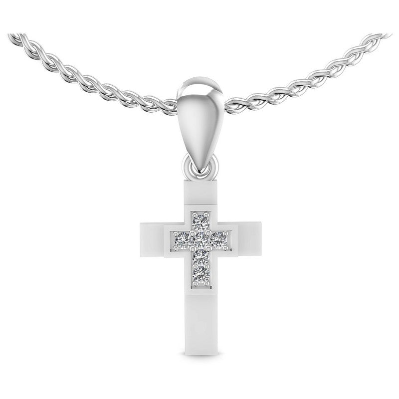 Round Diamonds 0.05CT Religious Pendant in 14KT White Gold