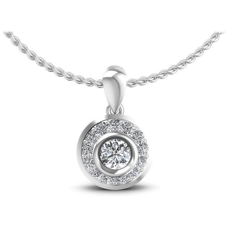 Round Diamonds 0.50CT Halo Pendant in 14KT White Gold