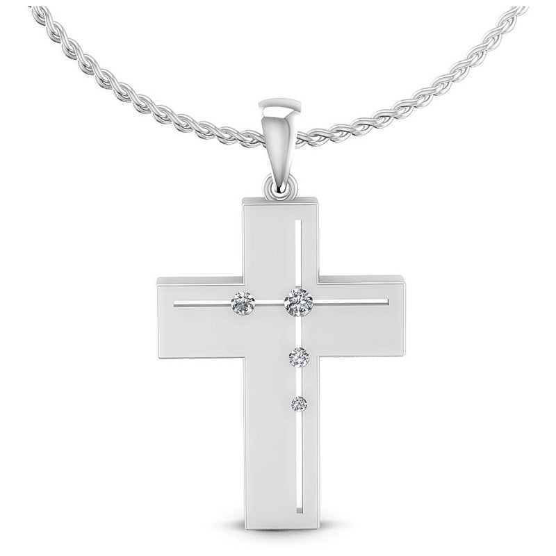 Round Diamonds 0.20CT Religious Pendant in 14KT White Gold