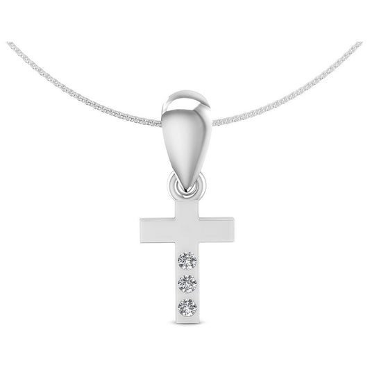 Round Diamonds 0.05CT Religious Pendant in 14KT White Gold