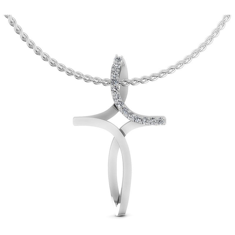 Round Diamonds 0.10CT Religious Pendant in 14KT White Gold