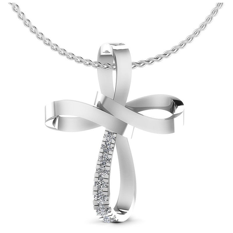 Round Diamonds 0.25CT Religious Pendant in 14KT White Gold