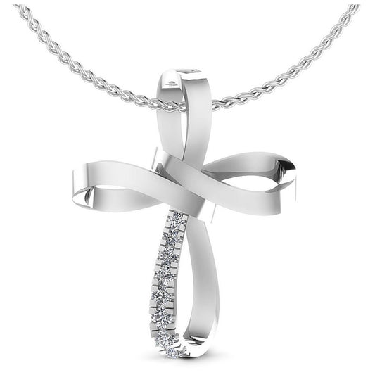 Round Diamonds 0.25CT Religious Pendant in 14KT White Gold