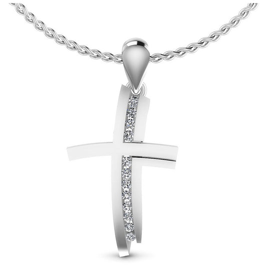 Round Diamonds 0.10CT Religious Pendant in 14KT White Gold
