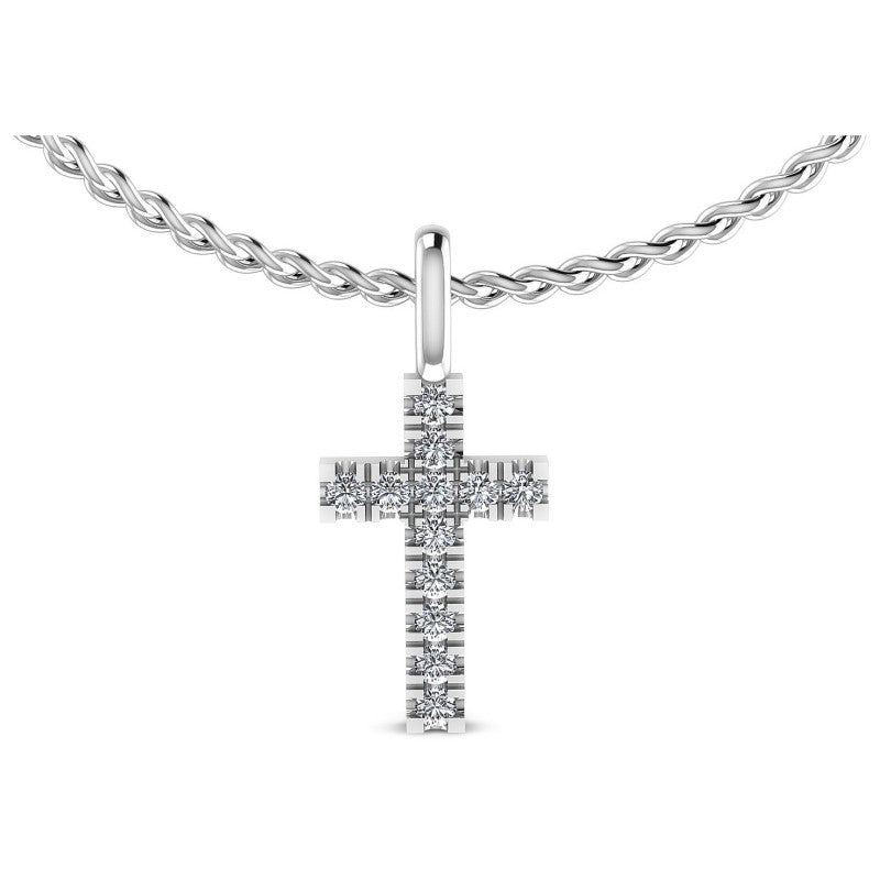 Round Diamonds 0.10CT Religious Pendant in 14KT White Gold