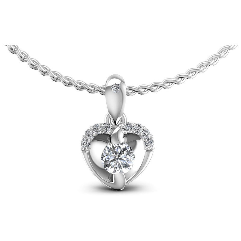 Round Diamonds 0.30CT Heart Pendant in 14KT White Gold
