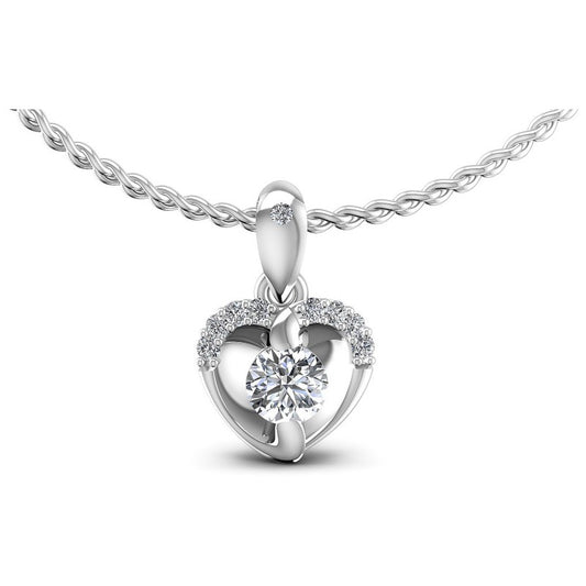 Round Diamonds 0.30CT Heart Pendant in 14KT White Gold