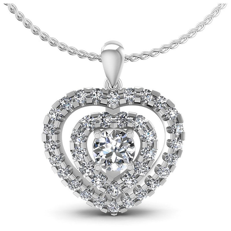 Round Diamonds 1.60CT Heart Pendant in 14KT White Gold