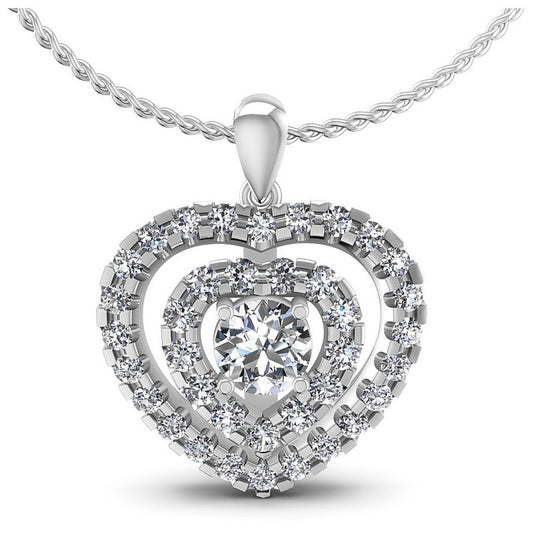 Round Diamonds 1.60CT Heart Pendant in 14KT White Gold