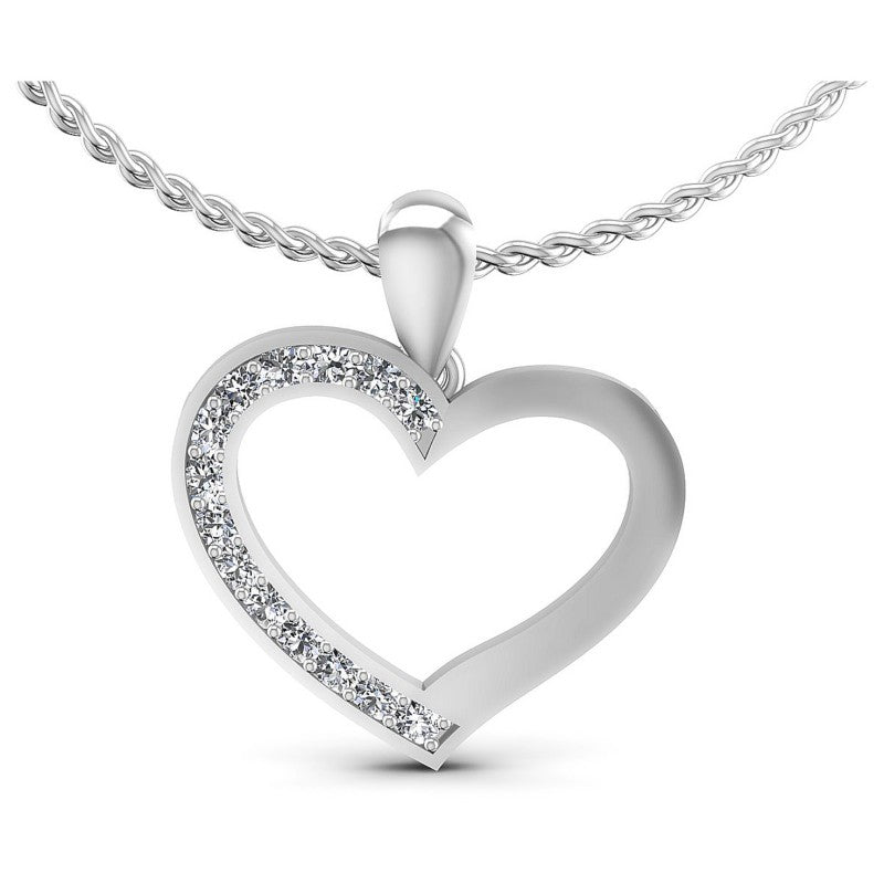 Round Diamonds 0.25CT Heart Pendant in 14KT White Gold