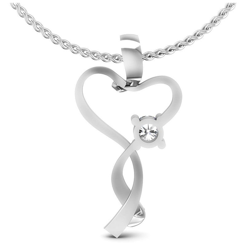 Round Diamonds 0.35CT Heart Pendant in 14KT White Gold