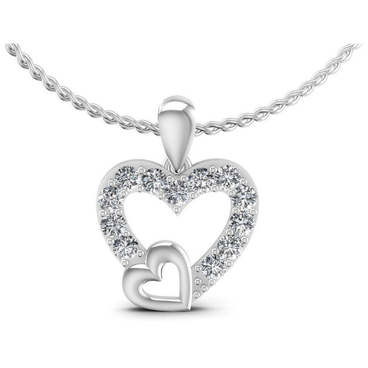 Round Diamonds 0.45CT Heart Pendant in 14KT White Gold