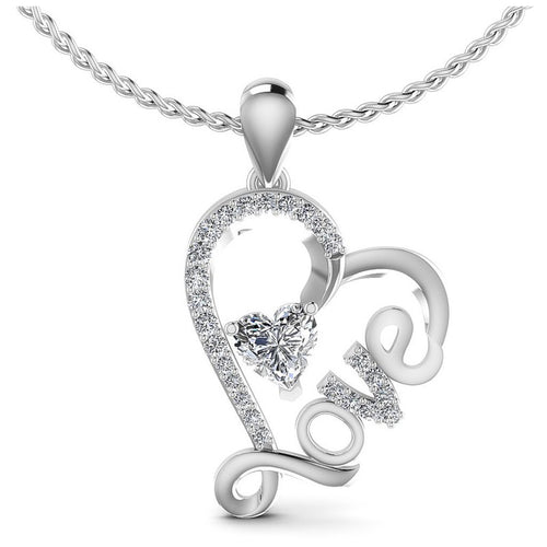 Round and Heart Diamonds 0.65CT Heart Pendant in 14KT White Gold
