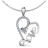 Round and Heart Diamonds 0.65CT Heart Pendant in 14KT White Gold