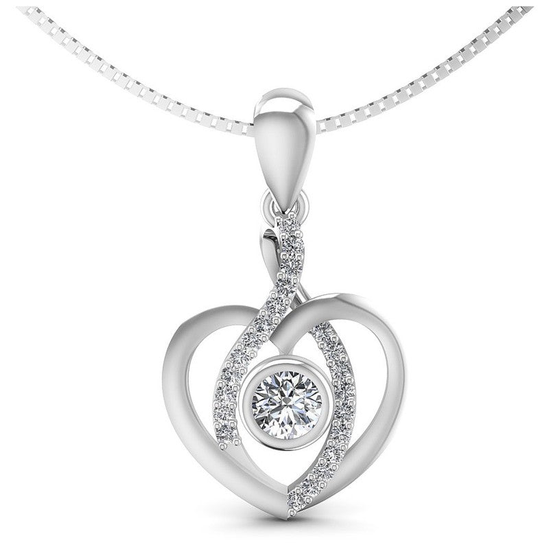 Round Diamonds 0.35CT Heart Pendant in 14KT White Gold
