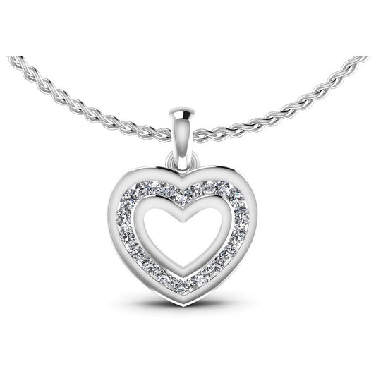 Round Diamonds 0.25CT Heart Pendant in 14KT White Gold