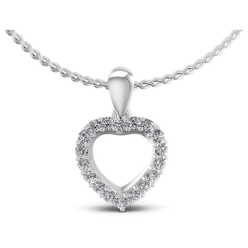 Round Diamonds 0.40CT Heart Pendant in 14KT White Gold