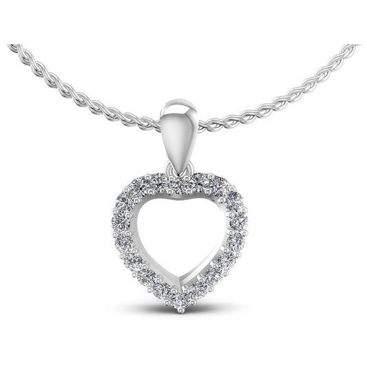 Round Diamonds 0.40CT Heart Pendant in 14KT White Gold