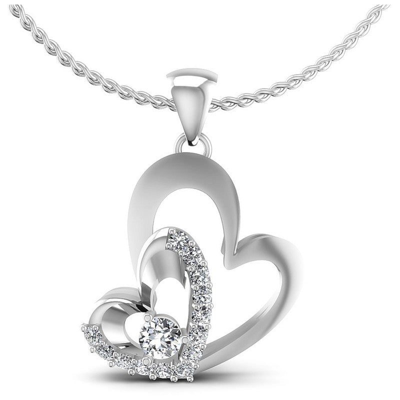 Round Diamonds 0.45CT Heart Pendant in 14KT White Gold