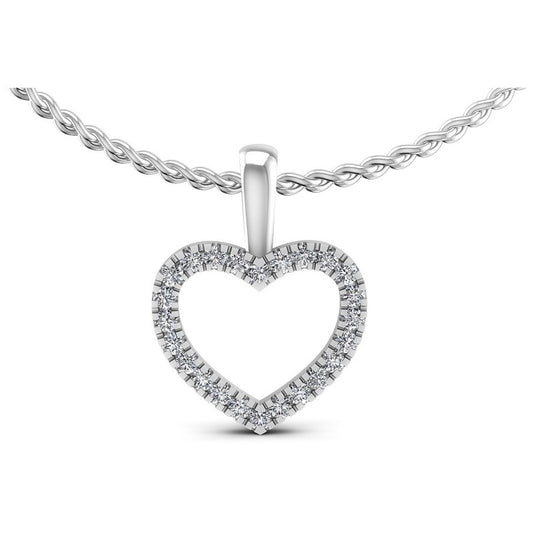 Round Diamonds 0.15CT Heart Pendant in 14KT White Gold