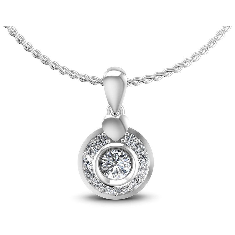 Round Diamonds 0.50CT Halo Pendant in 14KT White Gold