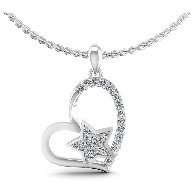 Round Diamonds 0.25CT Heart Pendant in 14KT White Gold