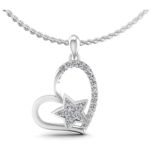 Round Diamonds 0.25CT Heart Pendant in 14KT White Gold