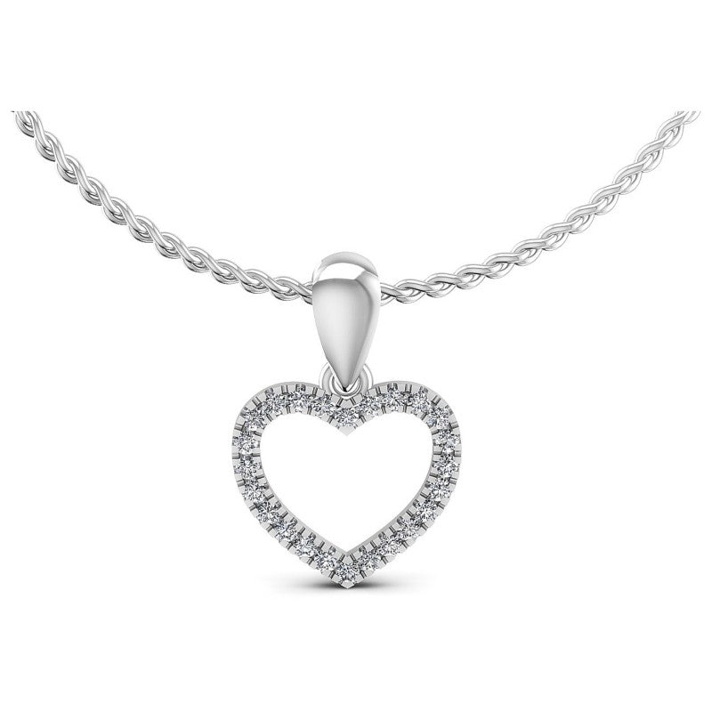 Round Diamonds 0.15CT Heart Pendant in 14KT White Gold