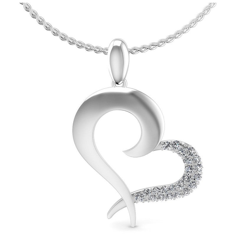 Round Diamonds 0.20CT Heart Pendant in 14KT White Gold