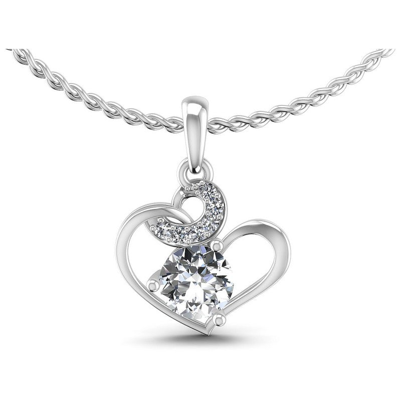 Round Diamonds 0.55CT Heart Pendant in 14KT White Gold