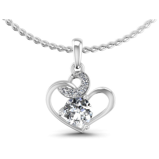Round Diamonds 0.55CT Heart Pendant in 14KT White Gold