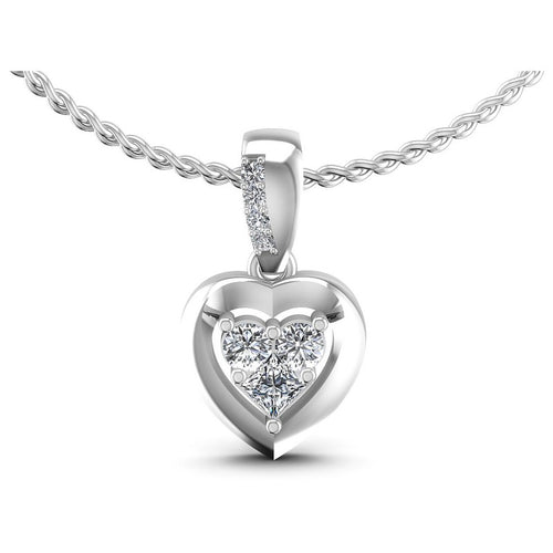 Princess and Round Diamonds 0.25CT Heart Pendant in 14KT White Gold