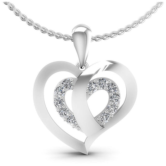 Round Diamonds 0.65CT Heart Pendant in 14KT White Gold