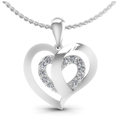 Round Diamonds 0.65CT Heart Pendant in 14KT White Gold