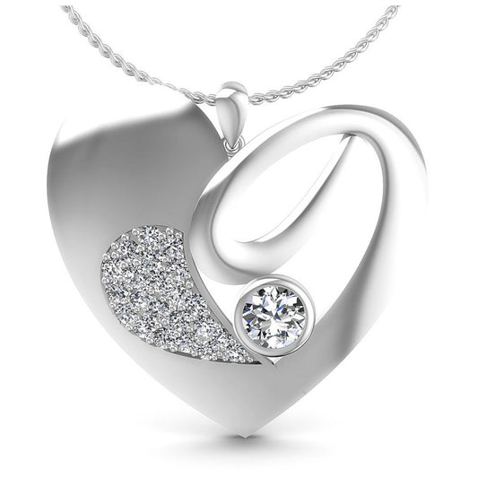 Round Diamonds 1.65CT Heart Pendant in 14KT White Gold