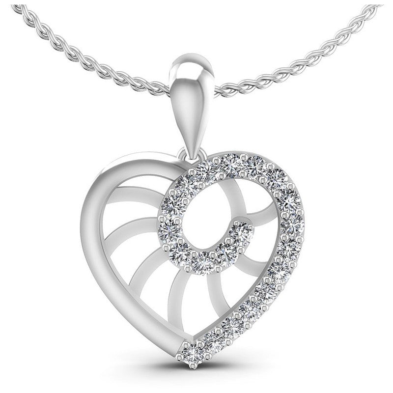 Round Diamonds 0.50CT Heart Pendant in 14KT White Gold