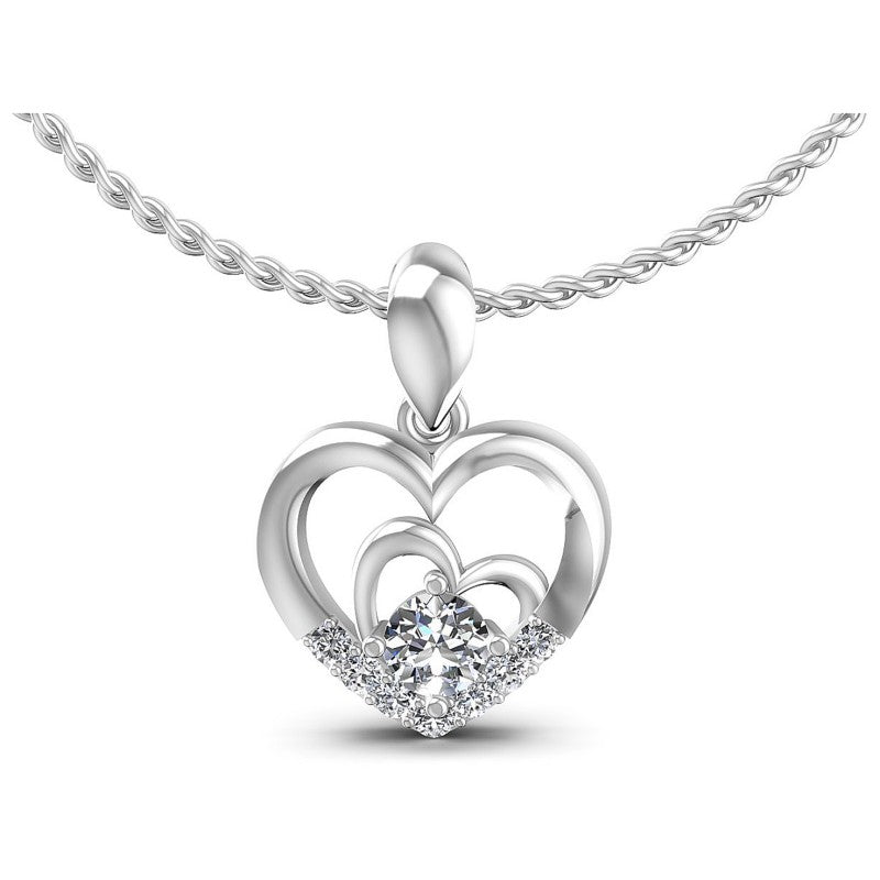 Round Diamonds 0.30CT Heart Pendant in 14KT White Gold