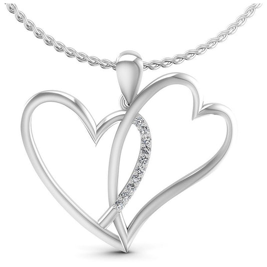 Round Diamonds 0.10CT Heart Pendant in 14KT White Gold