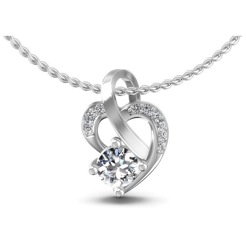 Round Diamonds 0.65CT Heart Pendant in 14KT White Gold