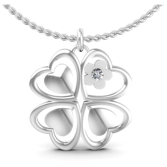 Round Diamonds 0.05CT Heart Pendant in 14KT White Gold