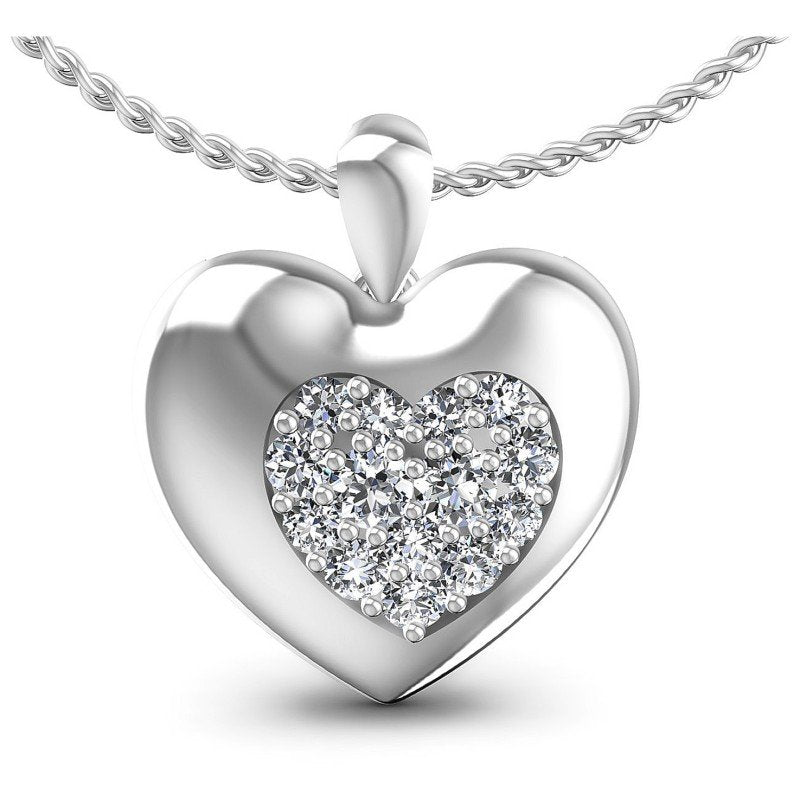 Round Diamonds 0.45CT Heart Pendant in 14KT White Gold