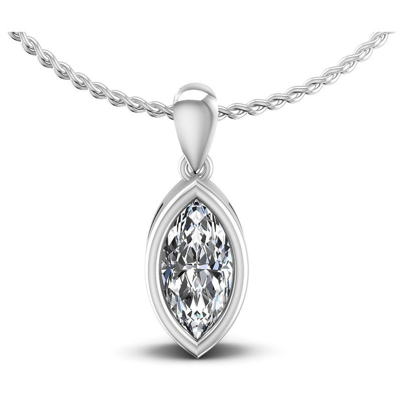 Marquise Diamonds 0.35CT Solitaire Pendant in 14KT White Gold