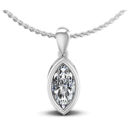 Marquise Diamonds 0.35CT Solitaire Pendant in 14KT White Gold